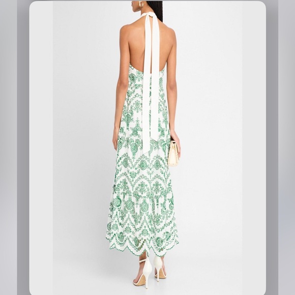 MILLY Hayden Scallop Eyelet Dress in White & Green - Picture 2 of 16